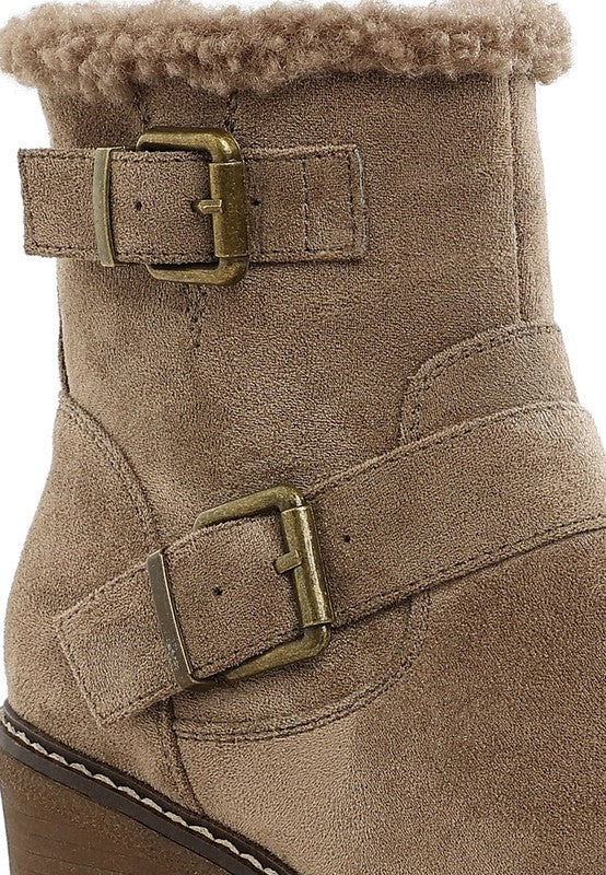 Big horn Faux Fur Harness Boots - Tigbul's Variety Fashion Shop