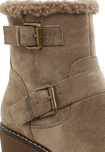 Big horn Faux Fur Harness Boots - Tigbul's Variety Fashion Shop