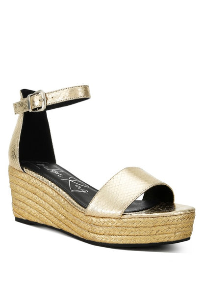 Utah Faux Leather Snake Wedge Espadrilles - Tigbul's Variety Fashion Shop