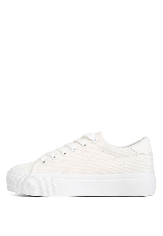 Hyra Solid Flatform Canvas Sneakers - Tigbul's Variety Fashion Shop