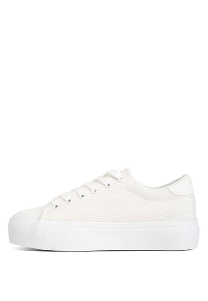 Hyra Solid Flatform Canvas Sneakers - Tigbul's Variety Fashion Shop