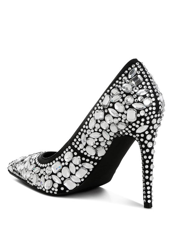 Iceout Diamante & Rhinestone Embellishments Pumps - Tigbul's Variety Fashion Shop