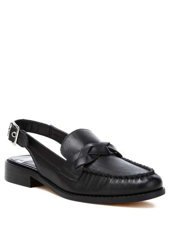 Jemykin Black Genuine Leather Loafer Sandals - Tigbul's Variety Fashion Shop