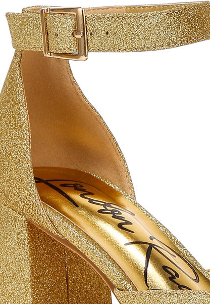 Taznia Glitter Block Heel Sandals - Tigbul's Variety Fashion Shop