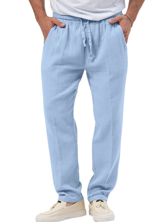 Men's Plus Size Drawstring Texture Pants - Tigbul's Variety Fashion Shop