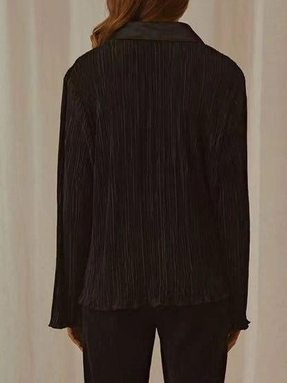 Button Up Long Sleeve Top and Pants Set - Tigbul's Variety Fashion Shop