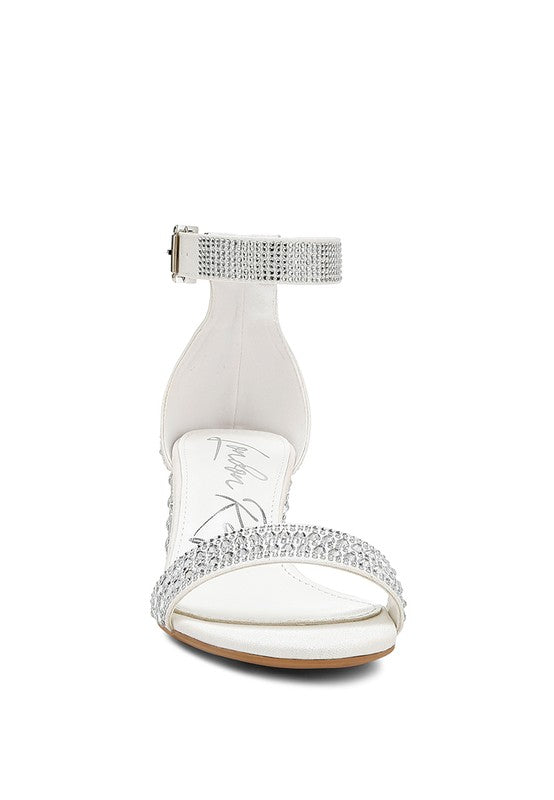 Twerky Rhinestones Embellished Block Sandals - Tigbul's Variety Fashion Shop