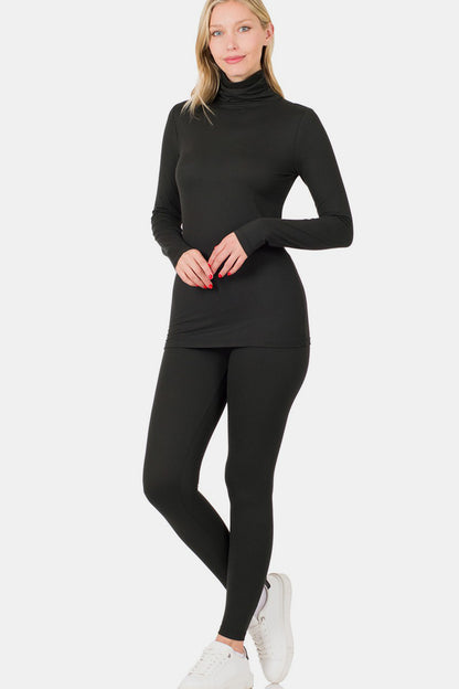 Zenana Full Size Turtleneck Top and Leggings Lounge Set - Tigbul's Variety Fashion Shop