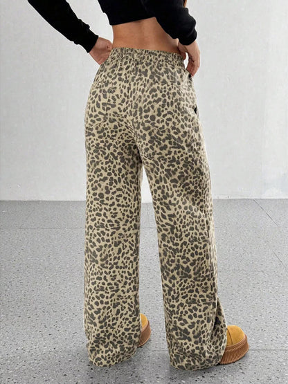 Full Size Leopard Print Wide Leg Pants Plus Size - Tigbul's Variety Fashion Shop