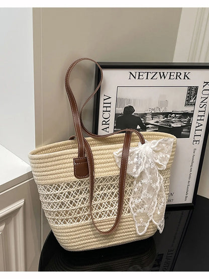 Woven Straw Shoulder Bag - Tigbul's Variety Fashion Shop