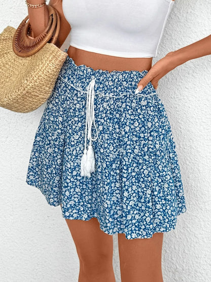 Tassel Floral Mini Skirt - Tigbul's Variety Fashion Shop