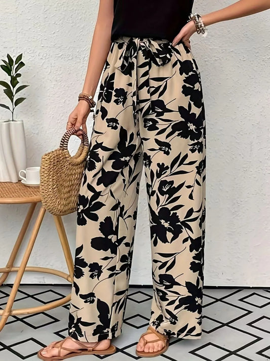 Printed Wide Leg Casual Pants - Tigbul's Variety Fashion Shop