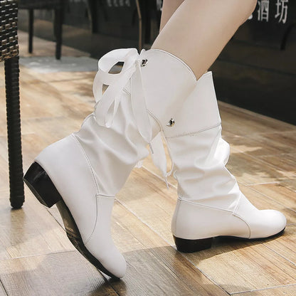 Round Toe Block Heels Boots - Tigbul's Variety Fashion Shop