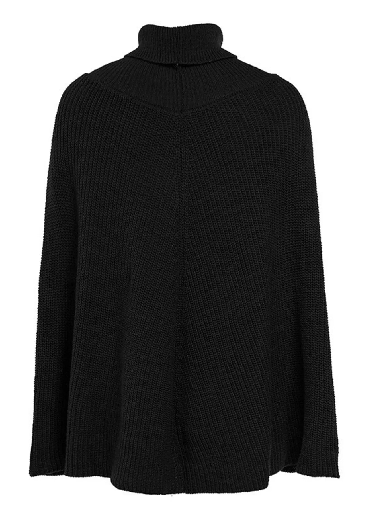 Full Size Turtleneck Knitted Cape Sweater Plus Size - Tigbul's Variety Fashion Shop
