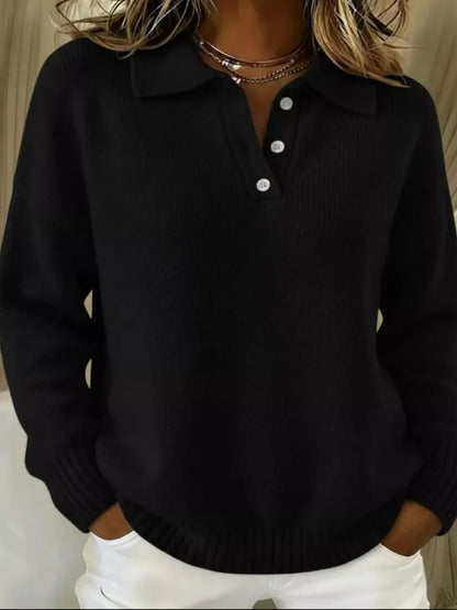 Full Size Button Detail Drop Shoulder Sweater Plus Size - Tigbul's Variety Fashion Shop