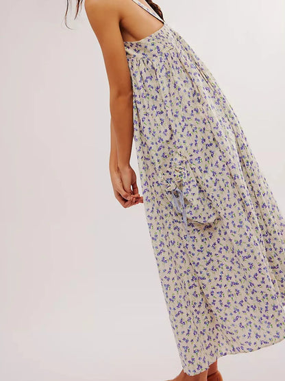 Floral Print Square Neck Summer Dress - Tigbul's Variety Fashion Shop