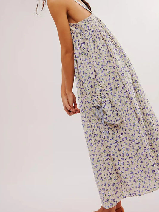 Floral Print Square Neck Summer Dress - Tigbul's Variety Fashion Shop