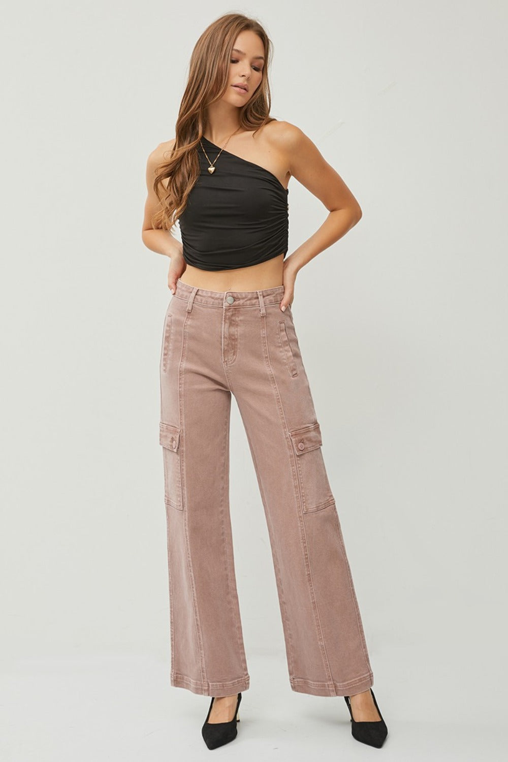 RISEN Full Size High Rise Wide Leg Cargo Jeans - Tigbul's Variety Fashion Shop