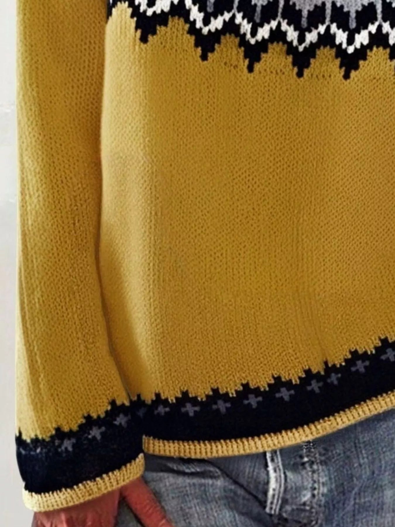 Full Size Vintage Patterned Round Neck Sweater Plus Size - Tigbul's Variety Fashion Shop