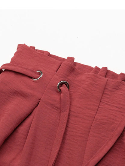 Tied Solid Color Shorts - Tigbul's Variety Fashion Shop
