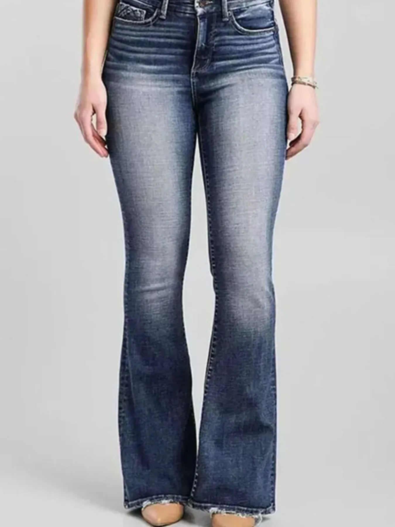 High-Rise Flare Gradient Wash Jeans - Tigbul's Variety Fashion Shop