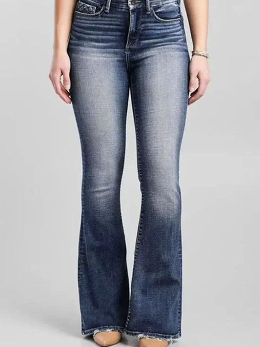 High-Rise Flare Gradient Wash Jeans - Tigbul's Variety Fashion Shop
