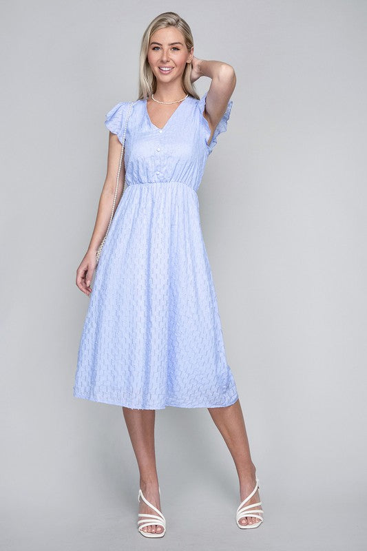 V neck embroidered eyelet dress - Tigbul's Variety Fashion Shop