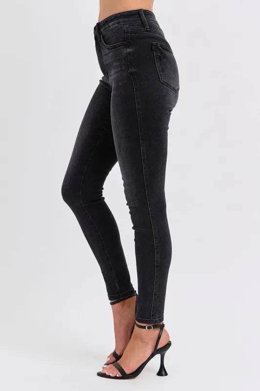 Judy Blue Full Size Midi Rise Tummy Control Skinny Jeans Plus Size - Tigbul's Variety Fashion Shop