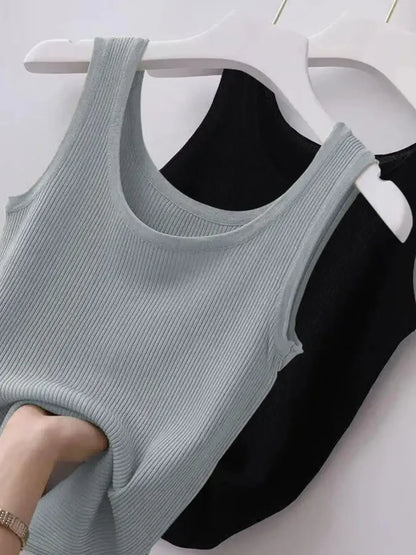 Plus Size Ribbed Knit Scoop Neck Tank Top - Tigbul's Variety Fashion Shop