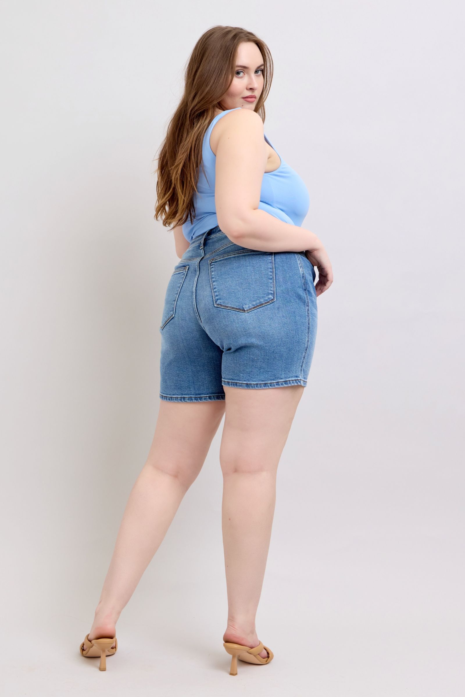 Judy Blue Full Size 2 Button Denim Shorts with Pockets Plus Size - Tigbul's Variety Fashion Shop