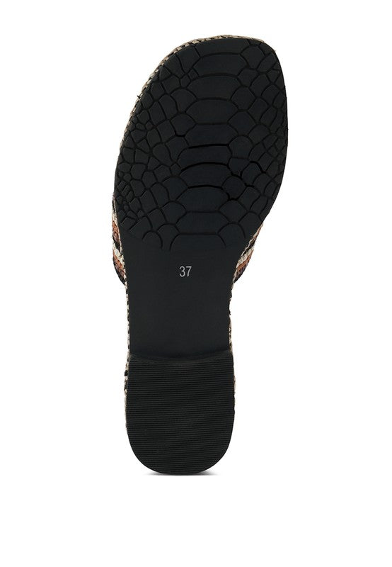 Kente Patterned Raffia Slip-On Flats - Tigbul's Variety Fashion Shop