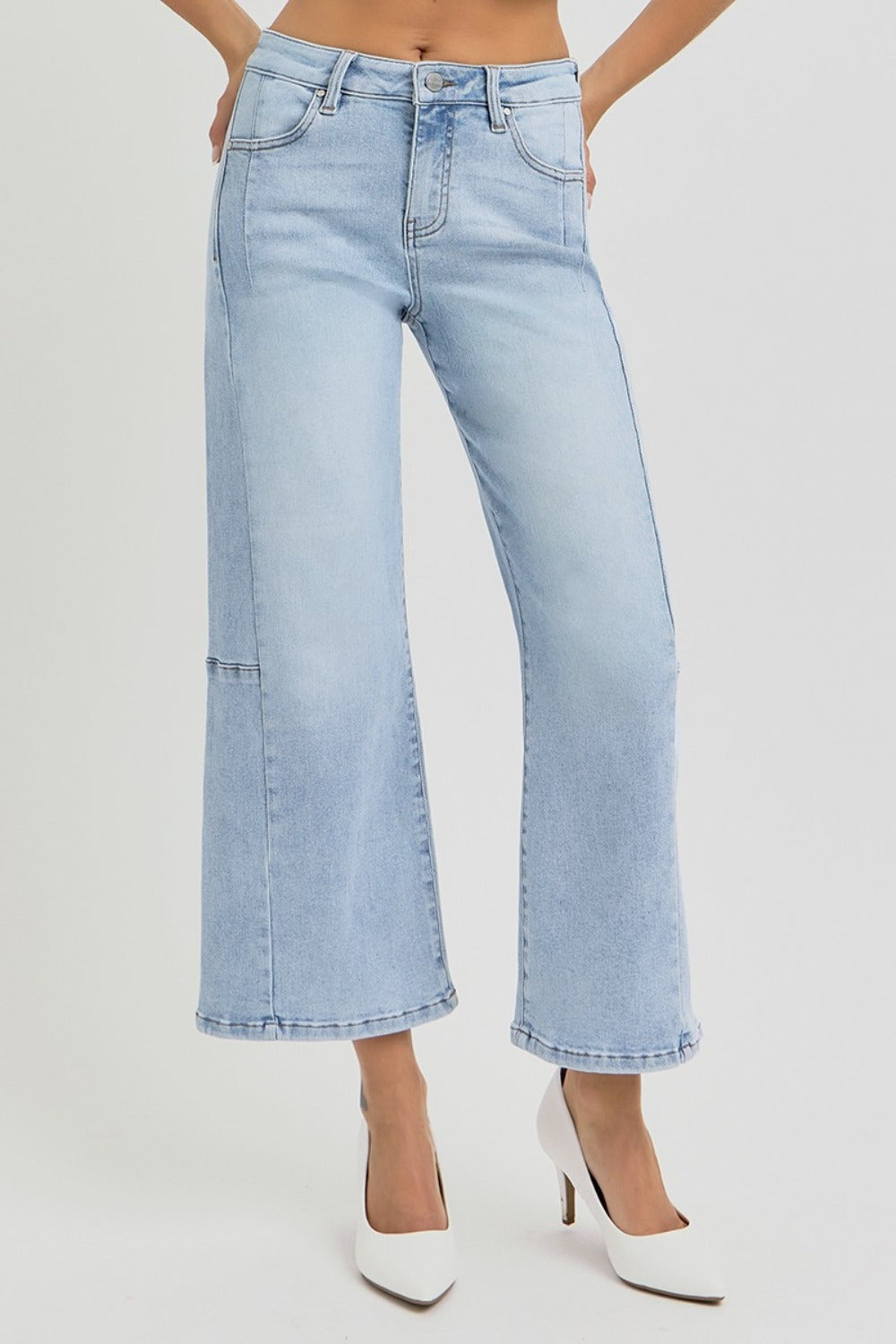 RISEN Full Size High Rise Seamed Detail Wide Leg Crop Jeans - Tigbul's Variety Fashion Shop