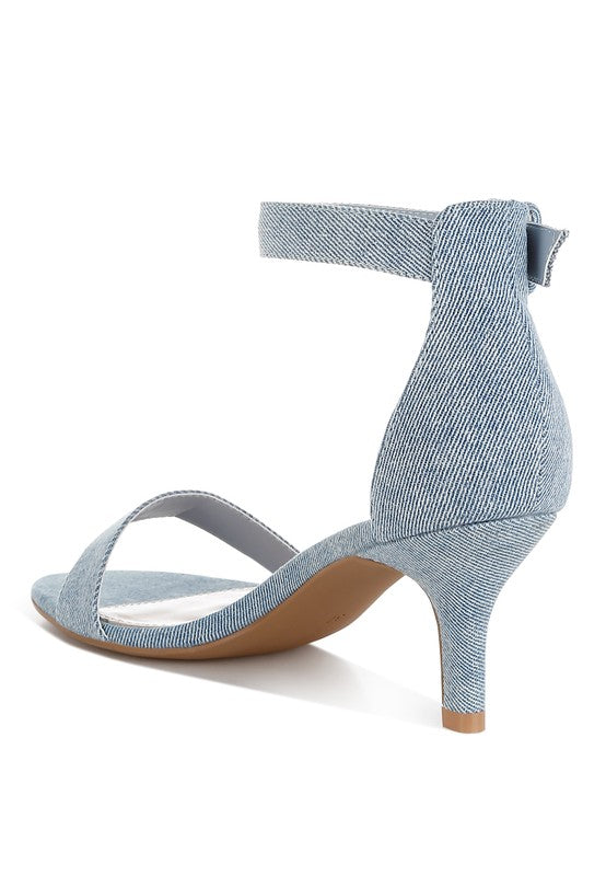 Ozula Denim Kitten Heel Sandals - Tigbul's Variety Fashion Shop