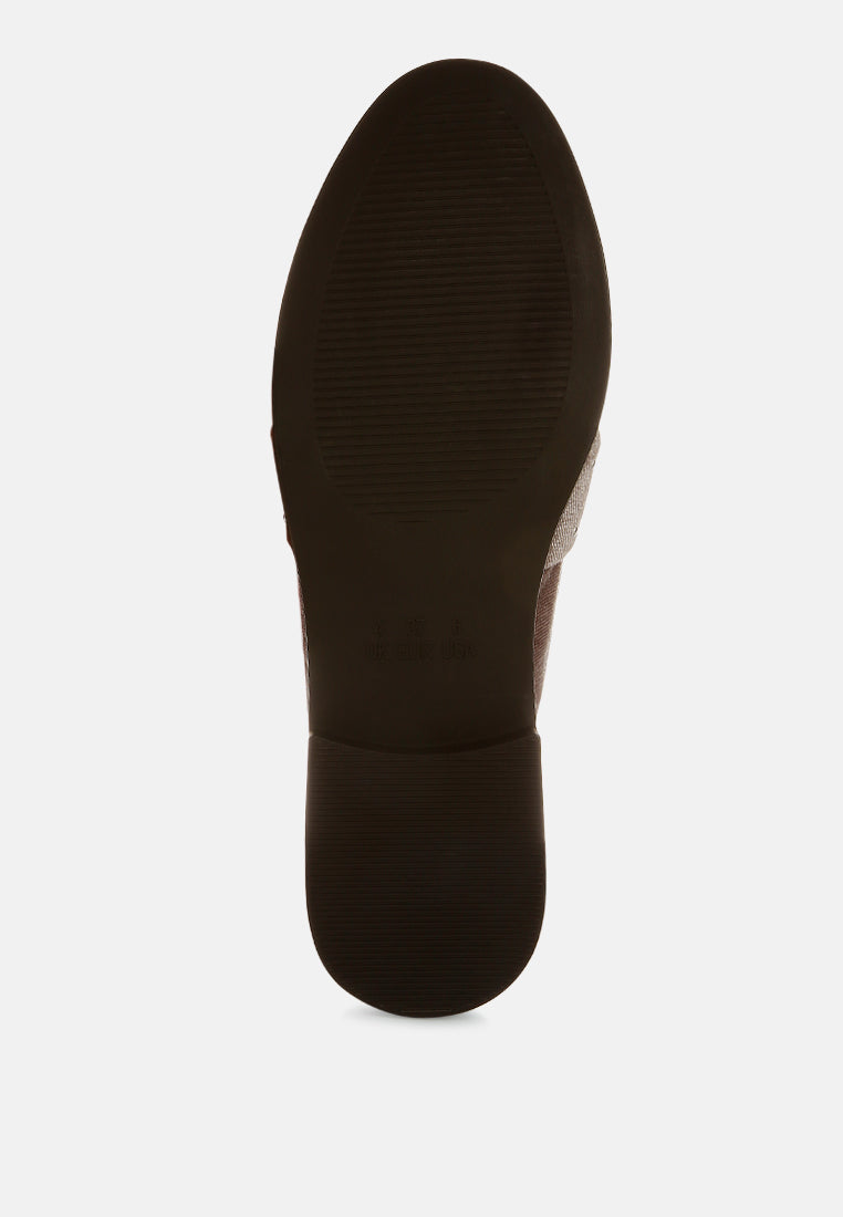 Taupe velvet loafer outsole view, textured sole and low heel