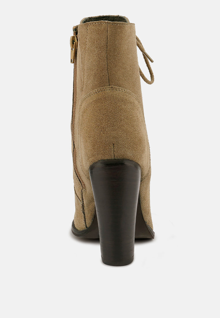 Goose-Feather Antique High Heeled Ankle Boot - Tigbul's Variety Fashion Shop