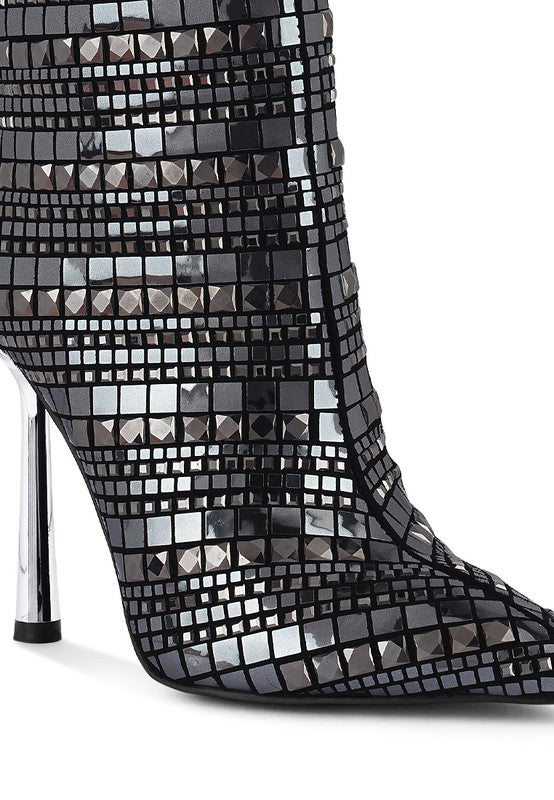 Extravagance Mirror Embellished Stiletto Boots - Tigbuls Variety Fashion