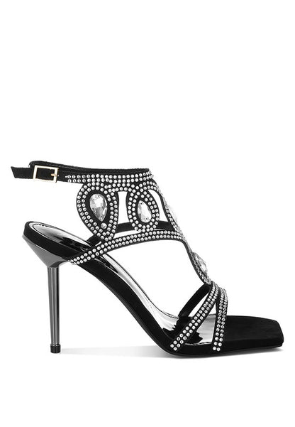 Fialka Diamante & Rhinestones Stiletto Sandals - Tigbul's Variety Fashion Shop