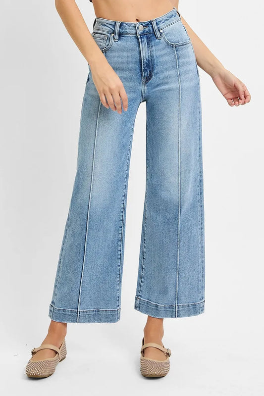 RISEN Full Size High Rise Crop Wide Leg Jeans Plus Size - Tigbul's Variety Fashion Shop
