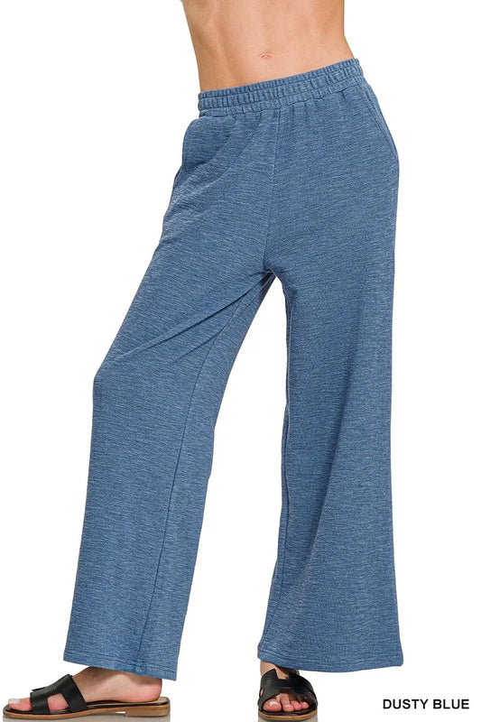 Zenana Cotton Slub Wide Leg Pants - Tigbul's Variety Fashion Shop