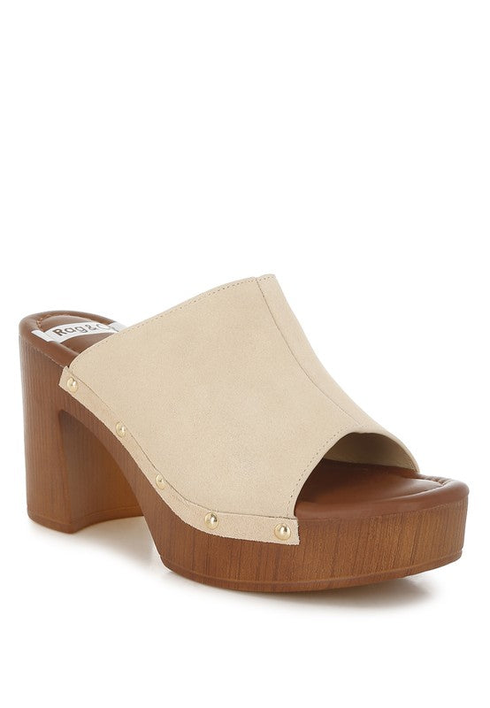 Masaki Soft Suede Leather Wooden Clogs - Tigbul's Variety Fashion Shop