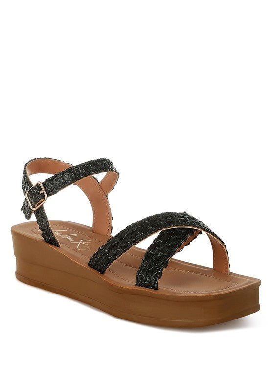Sephone Woven Square Toe Wedges - Tigbul's Variety Fashion Shop