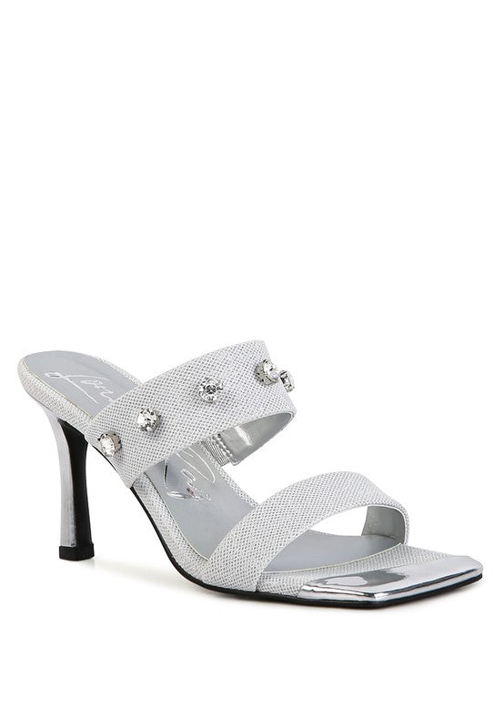 EDM Queen Diamante Embellished Glitter Sandals - Tigbul's Variety Fashion Shop