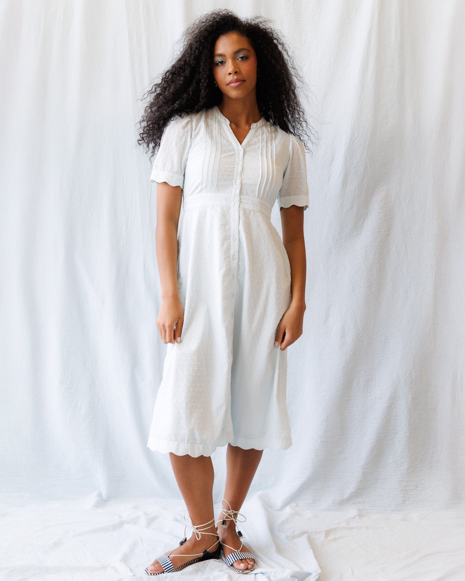 Swiss Dot Scallop Dress