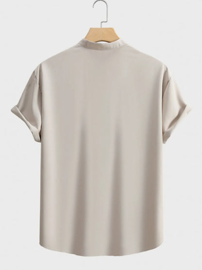 Men's Button Detail Short Sleeve Blouse - Tigbul's Variety Fashion Shop