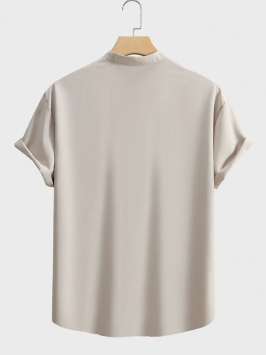 Men's Button Detail Short Sleeve Blouse - Tigbul's Variety Fashion Shop