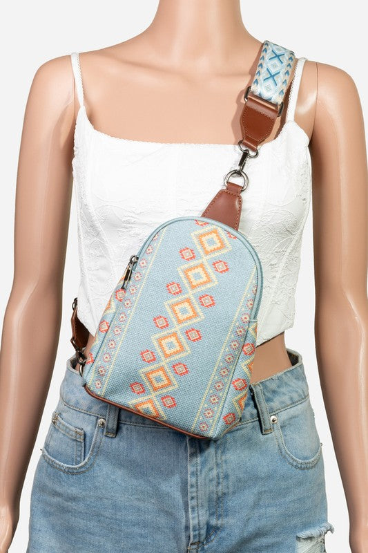 Geometric Wide Strap Crossbody Bag