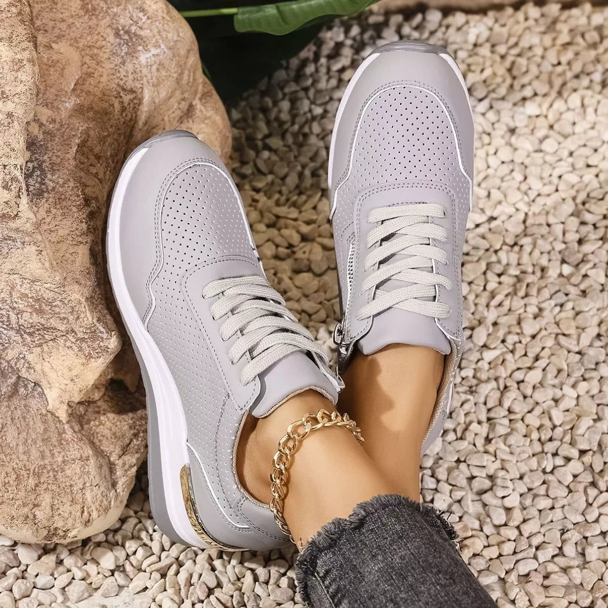 Lace Up Wedge Sneakers - Tigbul's Variety Fashion Shop