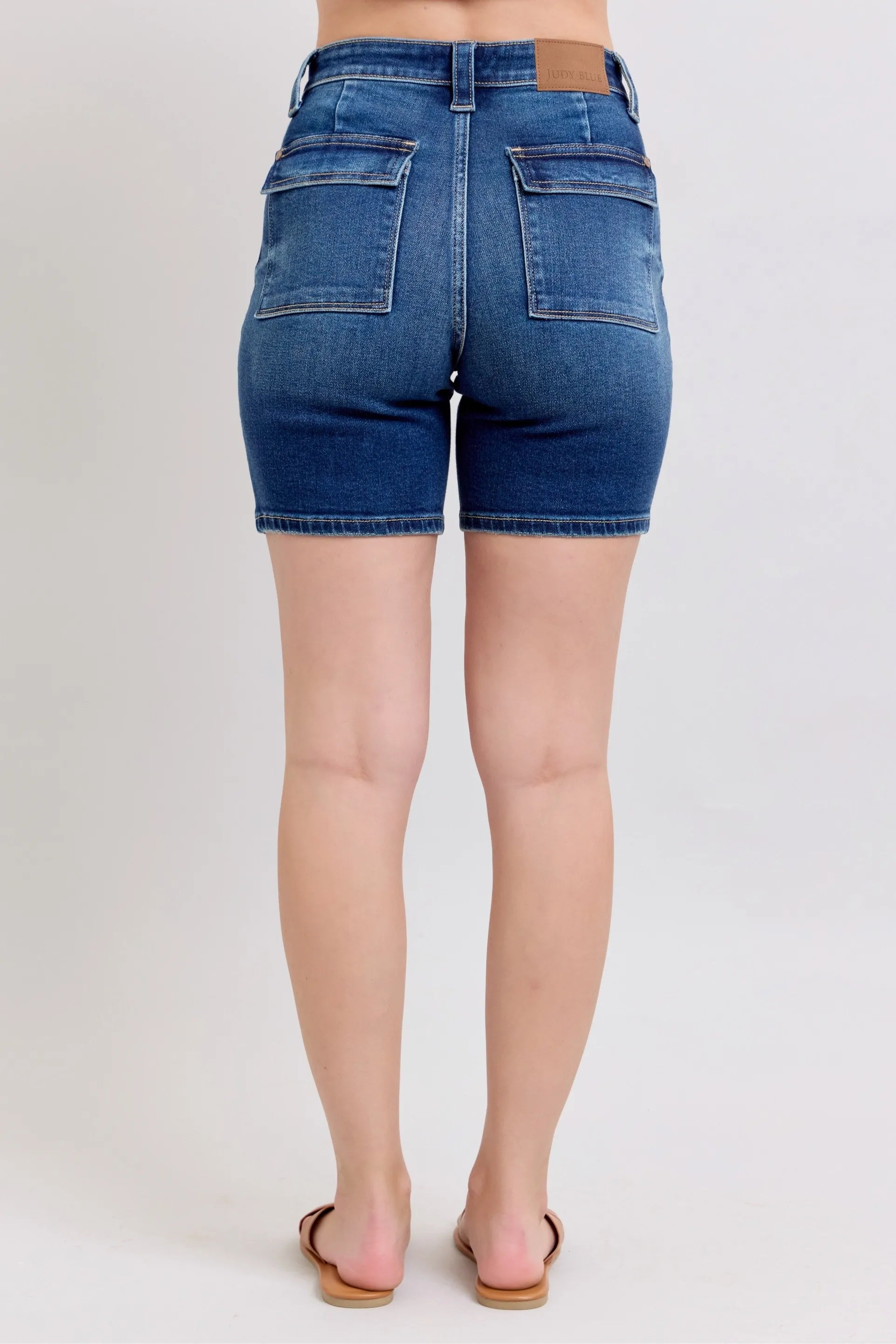 Judy Blue Full Size High Waist Bermudas Jeans W/ Back Flap Pockets Plus Size - Tigbul's Variety Fashion Shop