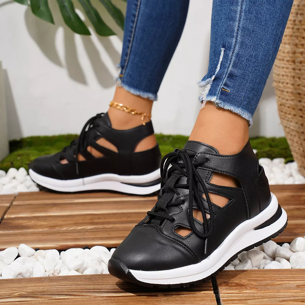 Round Toe Lace Up Sneakers - Tigbul's Variety Fashion Shop