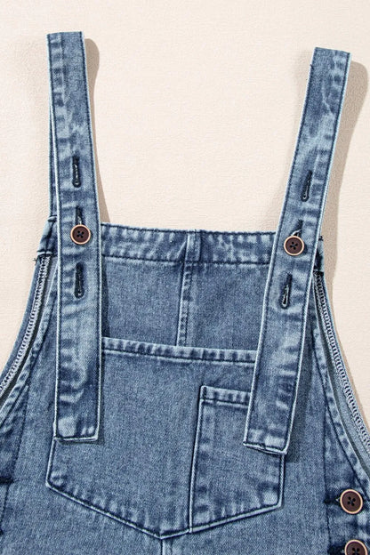 Distressed Bib Pocket Wide Leg Denim Overalls - Tigbul's Variety Fashion Shop